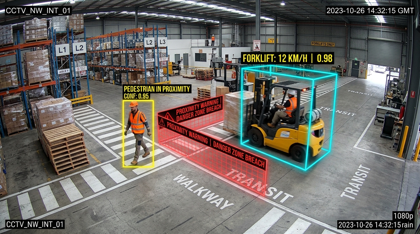 AI forklift and pedestrian safety monitoring